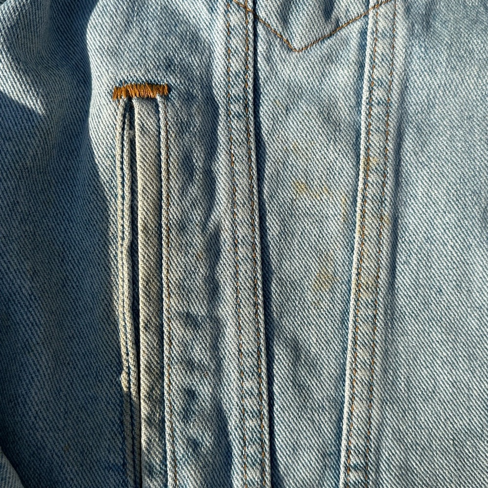 VINTAGE 80s Levi's Denim Jean Jacket Harley-Davidson Patched Made in USA Size L - Picture 4 of 9